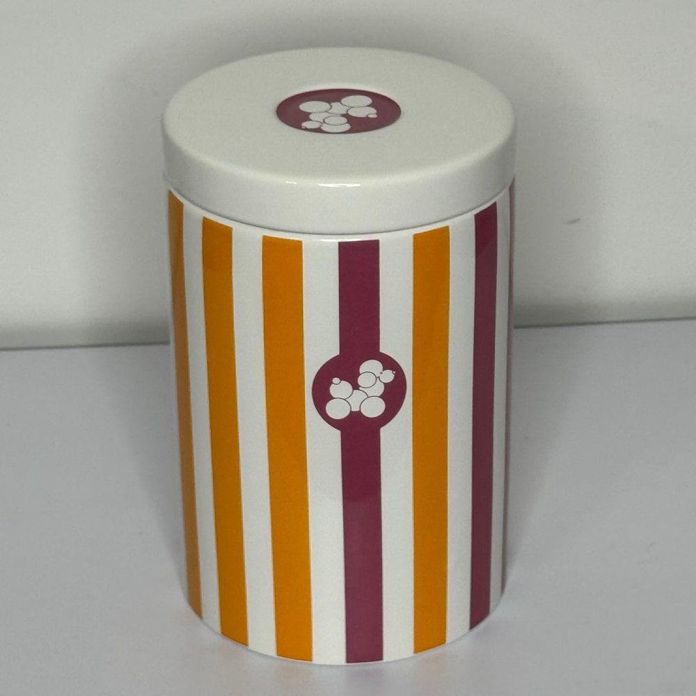 Jonathan Adler Happy Chic Striped Treat Jar Canister Poodle Dog Orange Reddish